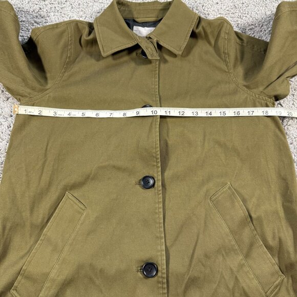 Everlane The Mac Coat Olive Green Organic Cotton Slash Pocket Womens 2 - Picture 4 of 8